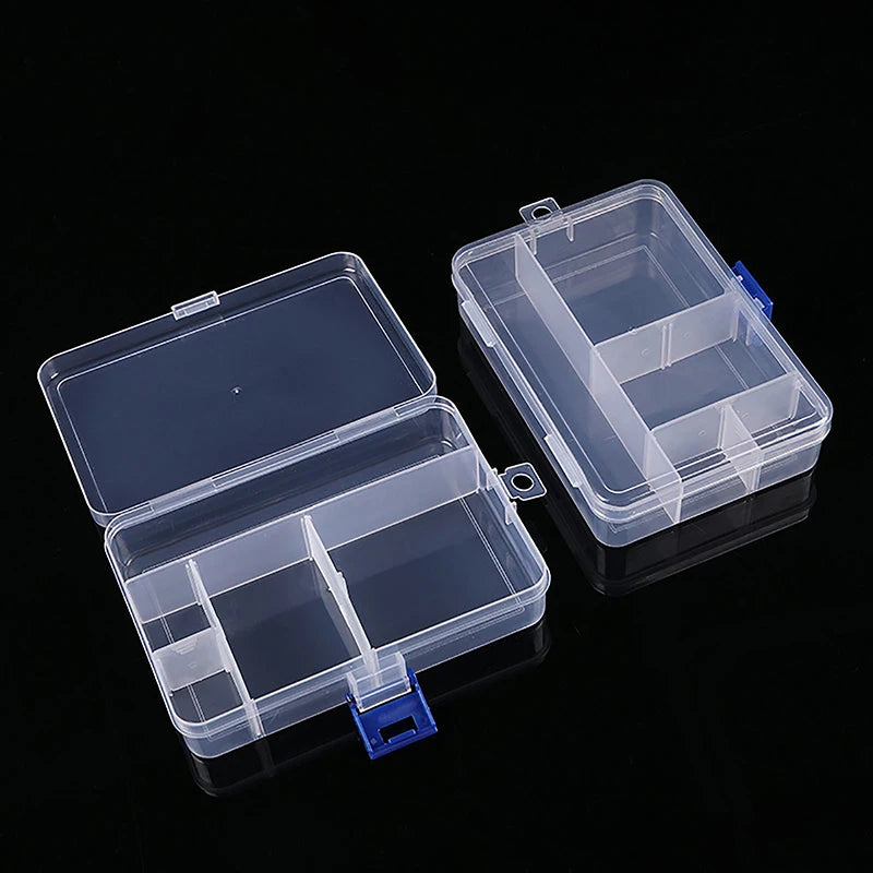 boîte rangement transparente plastique compartiments ajustables bijoux boucles oreilles bagues colliers poignées moderne pratique