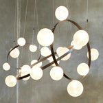lustre suspension moderne blanc verre opalescent rond salon salle manger dimmable