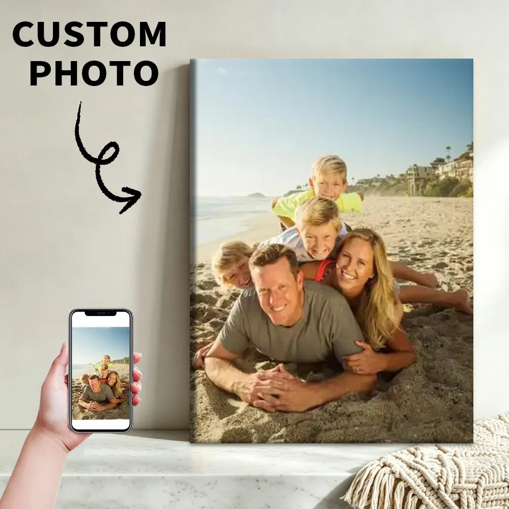 toile photo personnalisée cadre bois décoration murale moderne cadeau famille amoureux maison