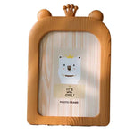 cadres photo décoration animaux tête souris girafe ours aspect bois clair rotatif beige marron