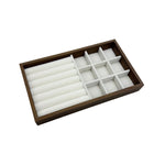 boîtes bijoux velours blanc bois marron clair moderne minimaliste rangement colliers bagues boucles d'oreilles