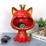 porte clés bijoux chat couronne moderne noir rouge blanc souriant opacité