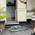 tapis sol camping car étoiles vintage fond bois bleu blanc résistant