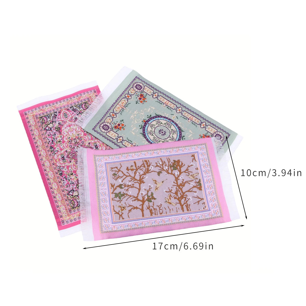 tapis ornements floraux motifs géométriques rouge beige bleu rose vert classique traditionnel miniature