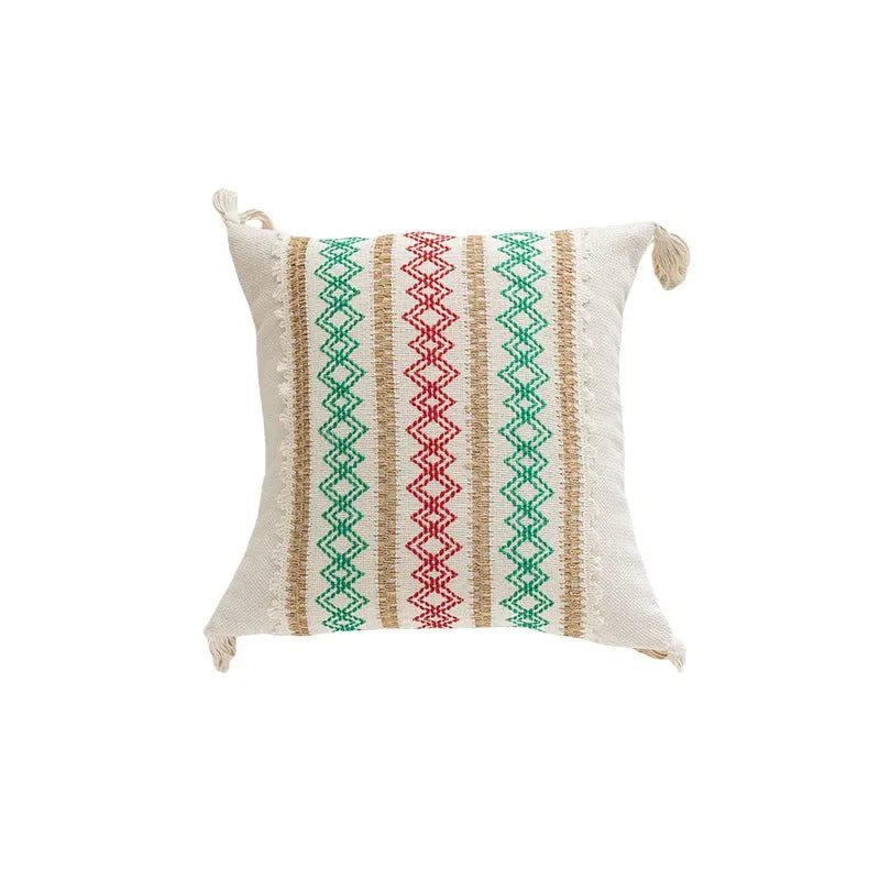 coussin patchwork géométrique rouge vert noël moderne décoration maison festive amovible lavable