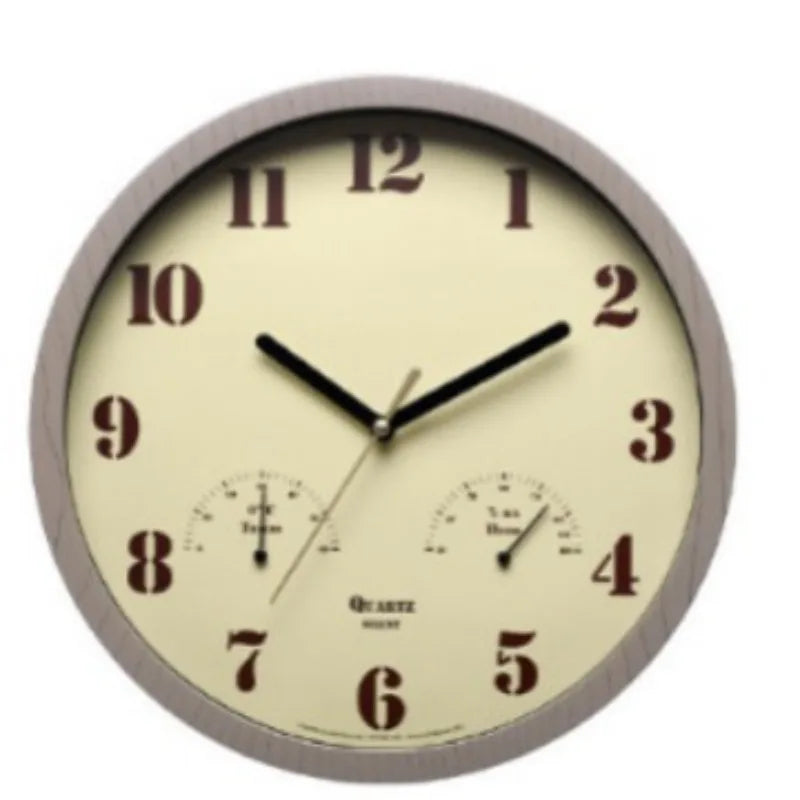 horloge murale quartz aiguille beige noir classique température humidité salon chambre