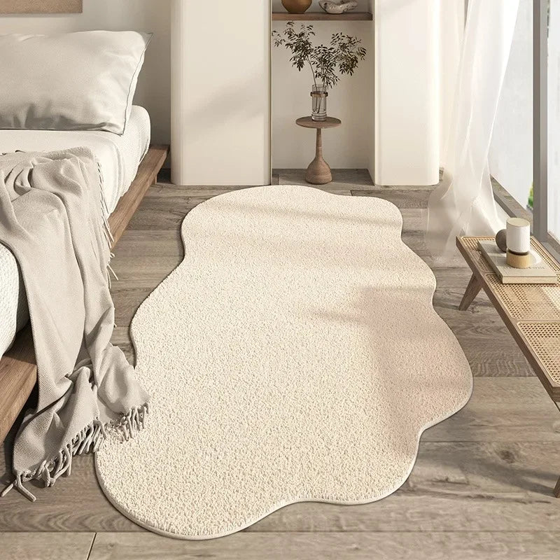 tapis beige clair doux moelleux moderne antidérapant chambre salon 100x150cm