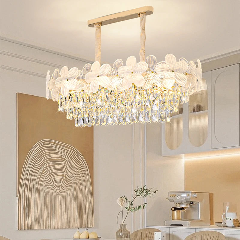 lustre moderne cristal blanc doré fleurs transparentes suspension chambre led 2000 82000lm