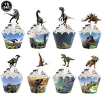 supports cupcakes dinosaures feuilles vert gris anniversaire jungle enfant thème jurassique festive occasionnels