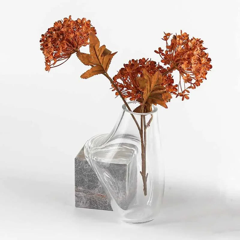 vase transparent moderne verre base marbre terrarium décoration maison hydroponique fleur