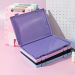 porte dossiers a4 moderne bleu clair vert rose jaune violet clips métalliques points blancs