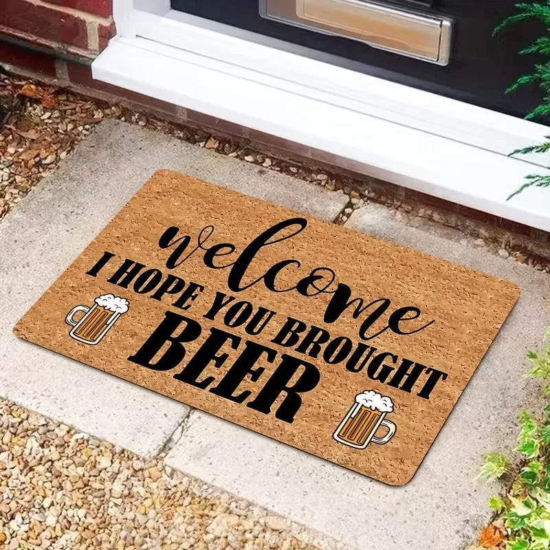 tapis d'entrée moderne humoristique imprimé bière pizza tacos 30x50cm 40x60cm 50x80cm résistant adultesextérieur