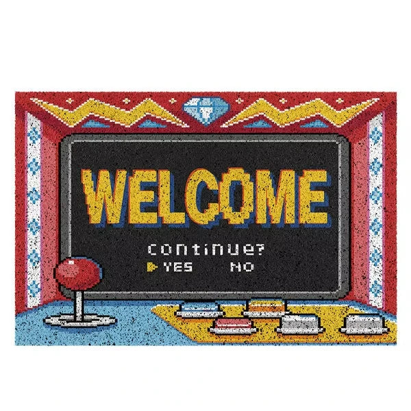 tapis d'entrée moderne rétro rouge noir bleu blanc motif géométrique résistant extérieur adulte chambre