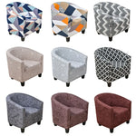 housse fauteuil tubulaire impression géométrique moderne polyestère machine bleu beige