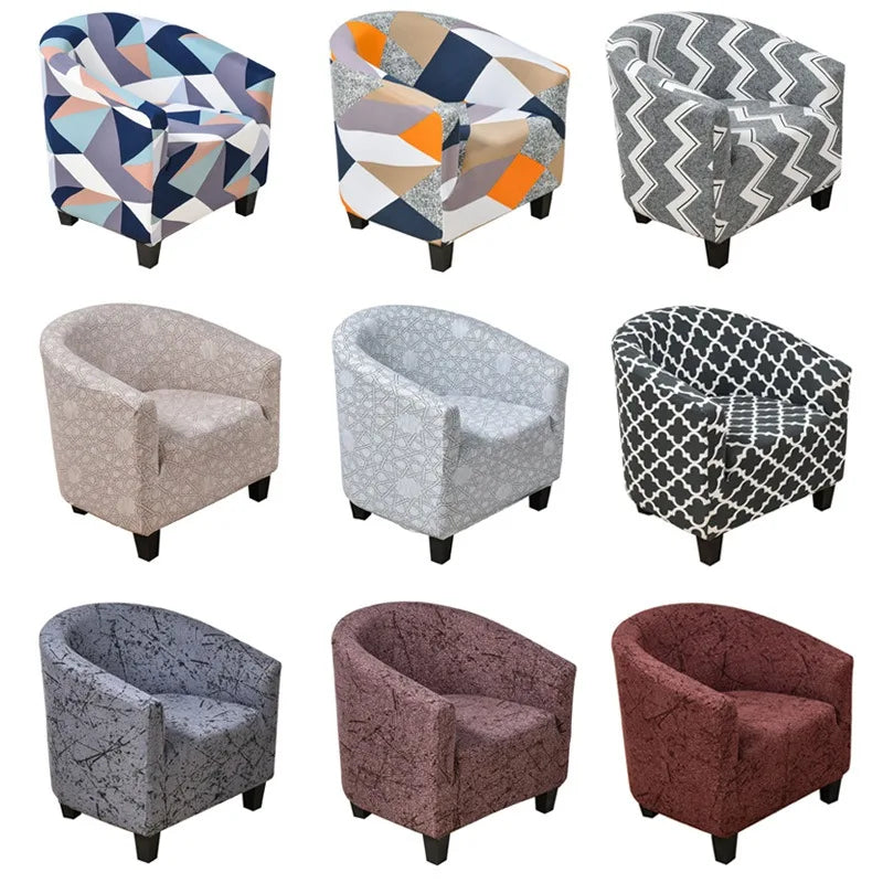 housse fauteuil tubulaire impression géométrique moderne polyestère machine bleu beige