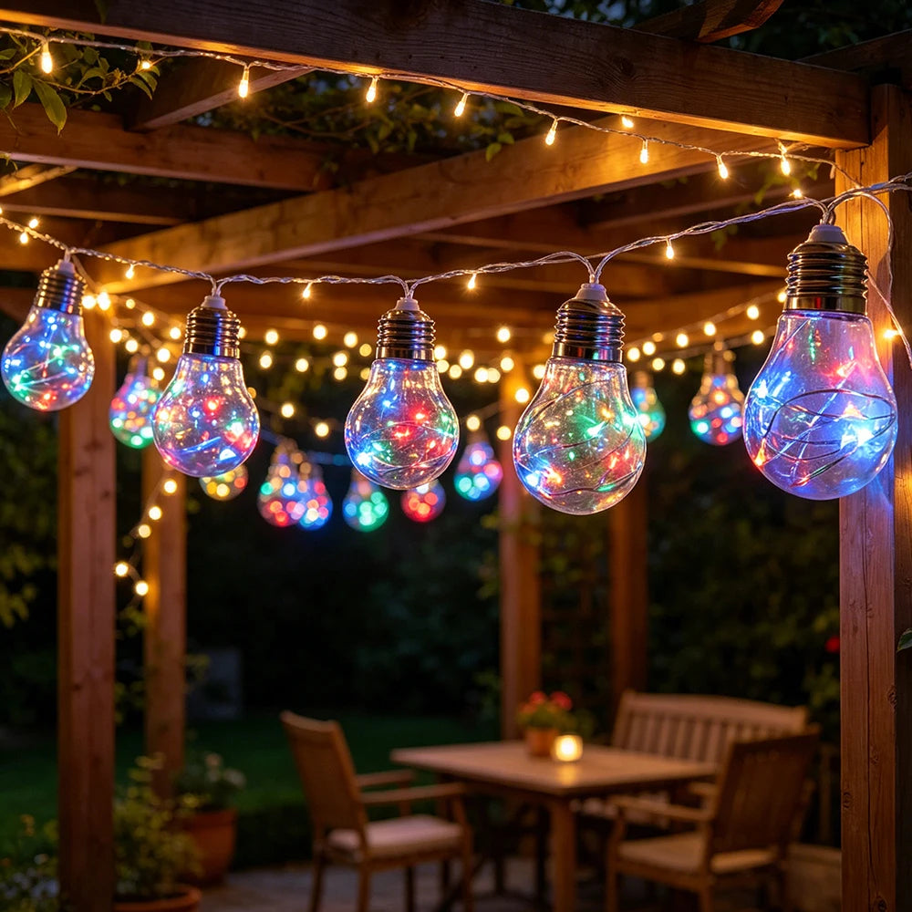 guirlande solaire transparente led multicolore decoration exterieure jardin fête mariage