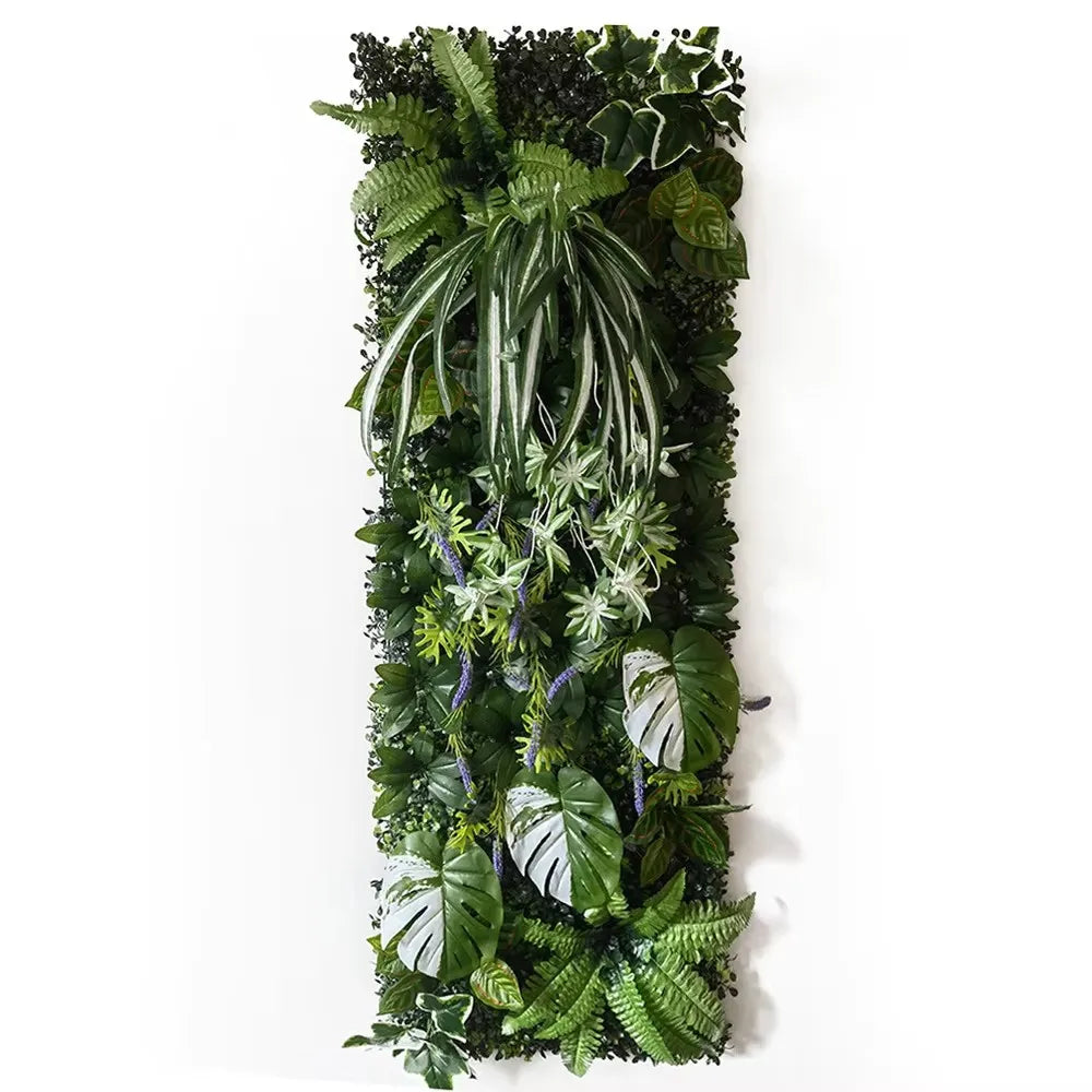 plantes artificielles feuilles vertes blanches bleues decoration murale exterieur naturelle accrochable