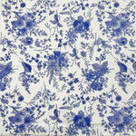 serviettes papier blanc bleu fleurs feuilles oiseaux classique vintage 33x33cm 20 pièces