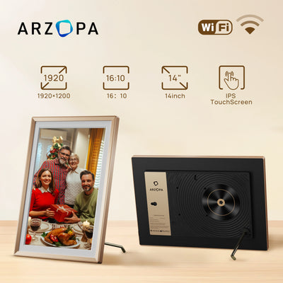 Cadre photo numérique connecté 14 pouces écran tactile or