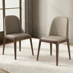 chaise salle manger moderne élégante bois rembourrée marron clair gris minimaliste italien adultesco