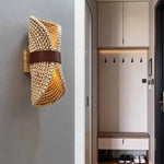 lampe murale tressée bois beige rustique éclairage quotidien led moderne fixée mur