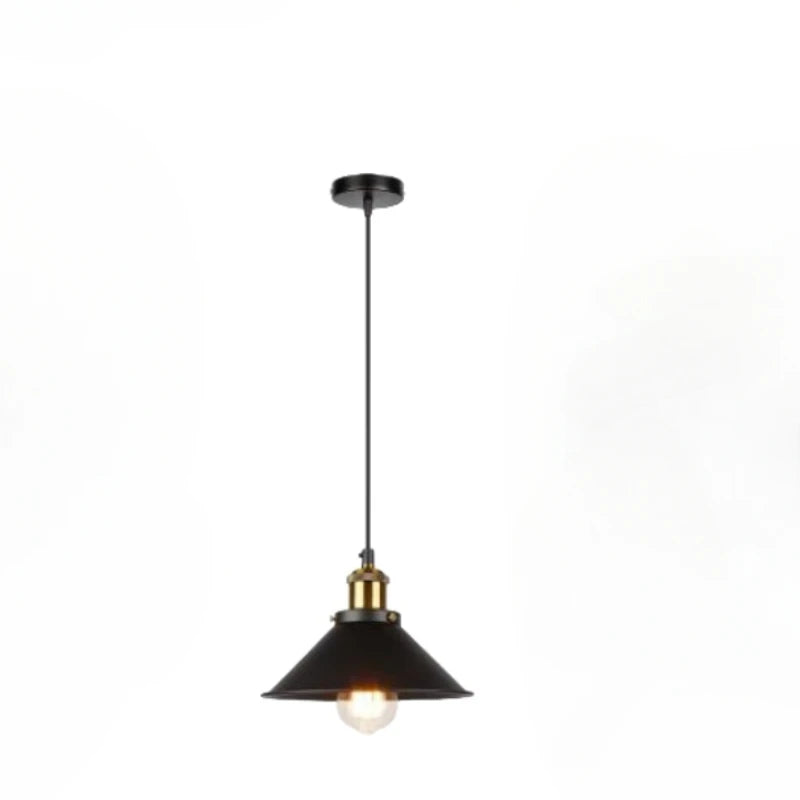 suspension lumineuse industrielle moderne conique noire dorée ampoule