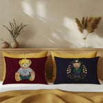 housse coussin ours peluche rouge noir polyester imprimé vintage élégant 30x50cm 40x60cm 50x70cm 48x74cm