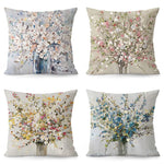 coussin carré multicolore fleurs stylisées moderne 40x40cm 45x45cm 50x50cm 60x60cm polyester