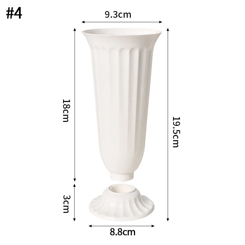 vases décoratifs modernes plastique blanc noir gris vert rayures verticales fleurs maison mariage