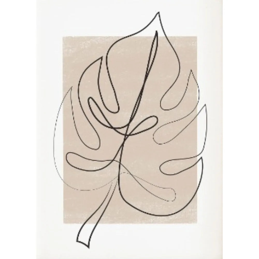 affiches art abstrait feuilles minimaliste toile clips cadre bois chambre salon decoration