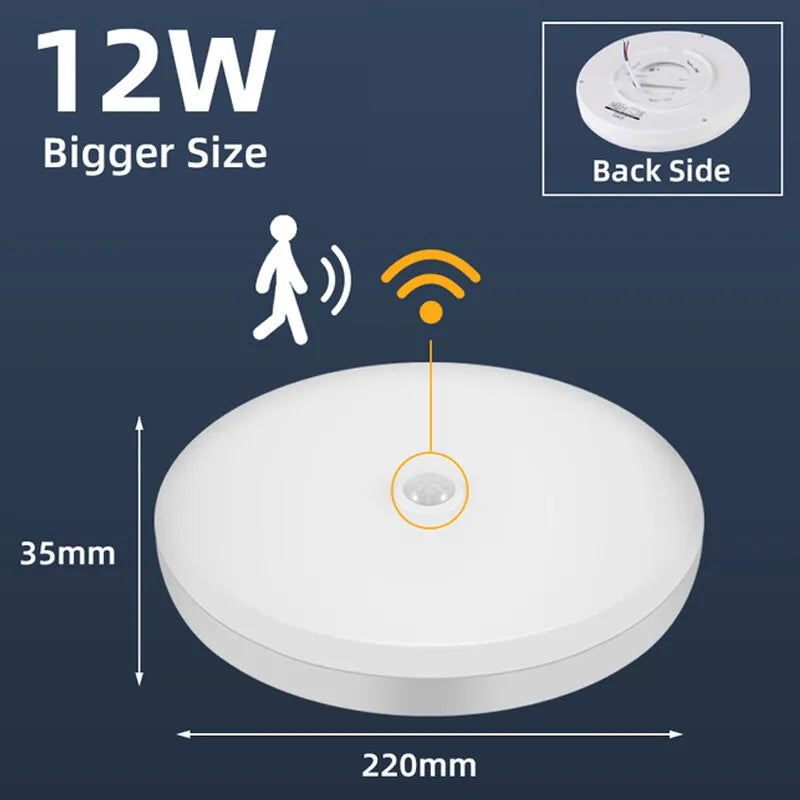 lampe led motion sensor veilleuse nuit chambre couloir salle bain blanc moderne radar 12w