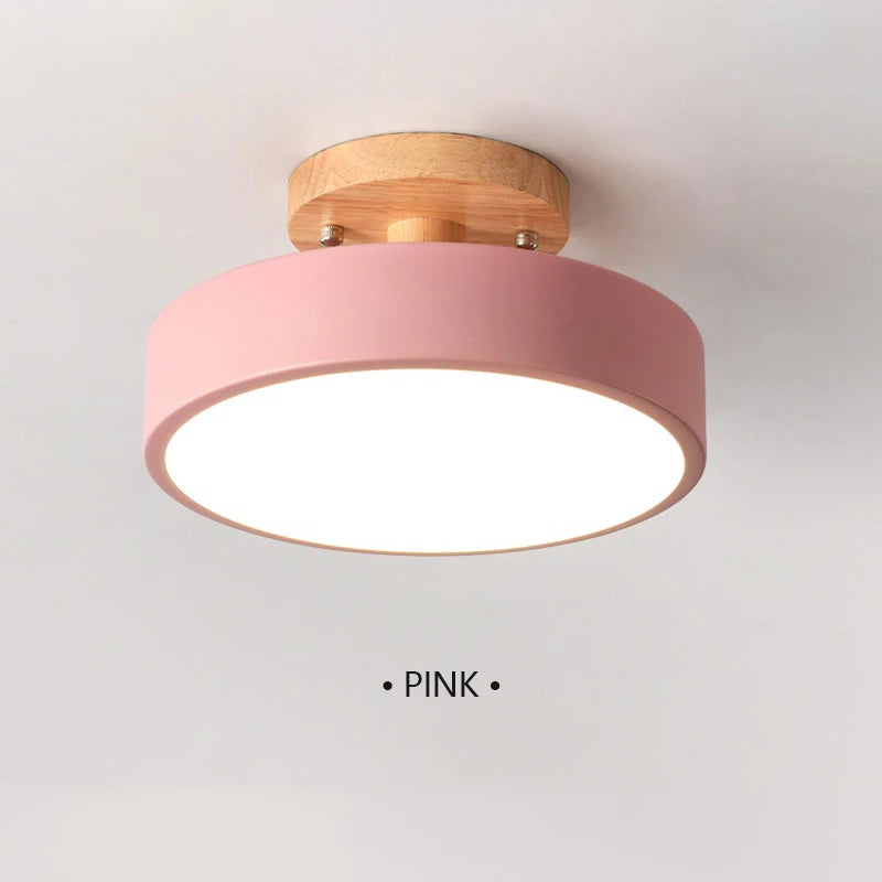 Lampe moderne couloir escalier tri couleur bois acrylique fer gris blanc rose vert