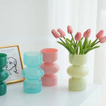 vases décoratifs modernes transparents rose blanc noir turquoise minimalistes sculpturaux