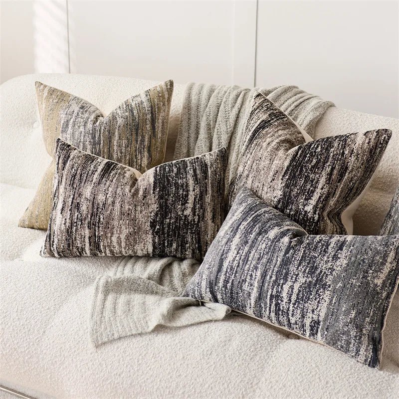 coussin décoratif carré texture rayée chenille coton polyester canapé lit salon maison moderne