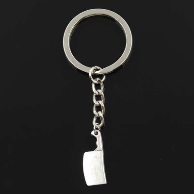 Porte-clés couteau design en métal argenté pour homme