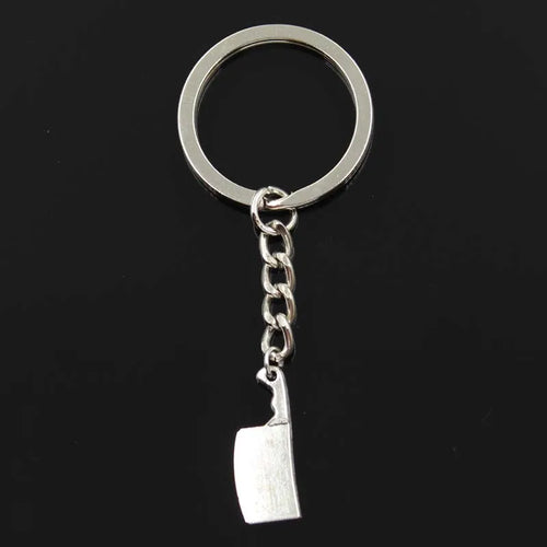 Porte-clés couteau design en métal argenté pour homme