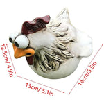 statuette poule blanche résine ornement décoration jardin rustique humoristiqueextérieur blanc orange marron