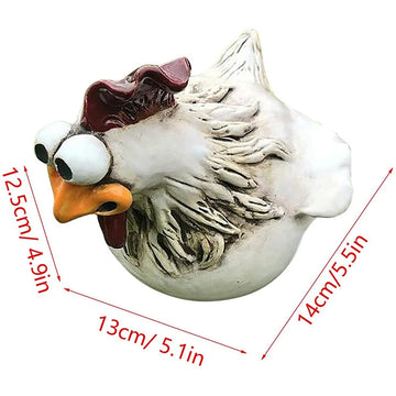 statuette poule blanche résine ornement décoration jardin rustique humoristiqueextérieur blanc orange marron