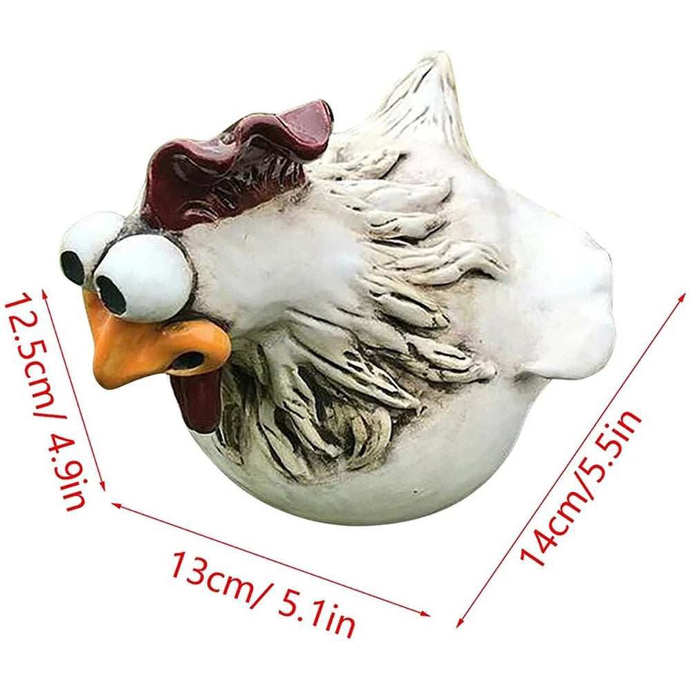 statuette poule blanche résine ornement décoration jardin rustique humoristiqueextérieur blanc orange marron