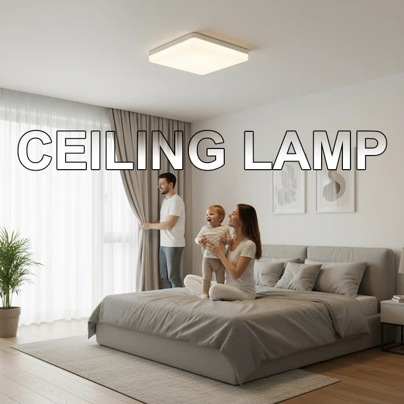 plafonnier led moderne carré blanc plat salon chambre intérieur lumière chaude froide intérieur