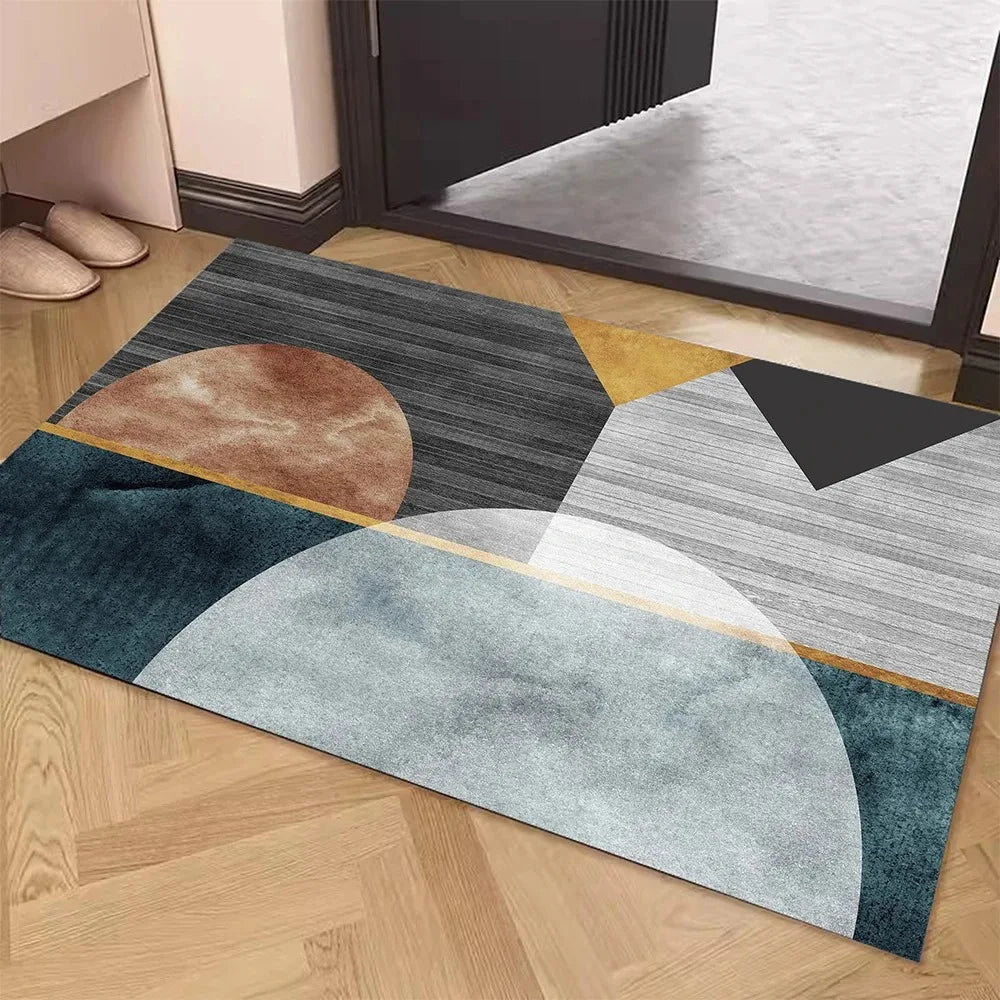 tapis gris moderne géométrique antidérapant salon porte 40x60cm 50x80cm polyester