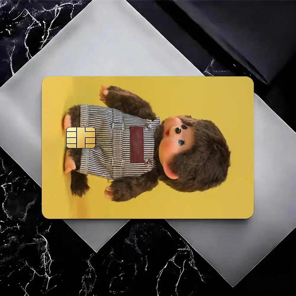 autocollants cartes visite illustration animée monchhichi coeurs géométriques réutilisables étanches single piece package
