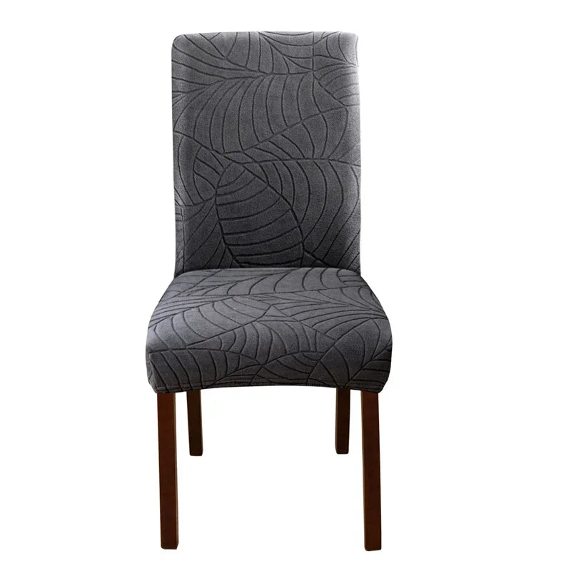 housse chaise velours motif feuilles extensible élastique fauteuil salle manger moderne