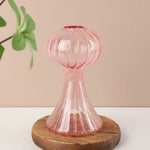 vases champignon moderne transparent rayures verticales marron rose vert rouge bleu orange