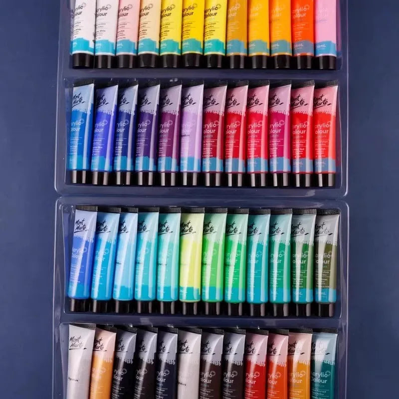 Peinture acrylique kit 24 couleurs palette pinceaux medium auto apprentissage pratique