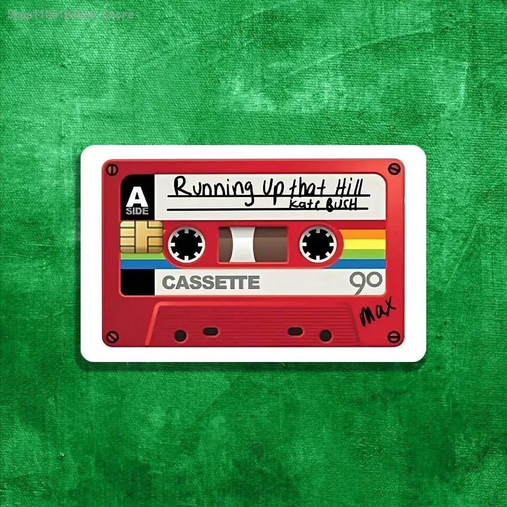 cassette audio vintage stickers cartes bancaires motifs rétro adhésifs collectionné rouge beige noir vintage