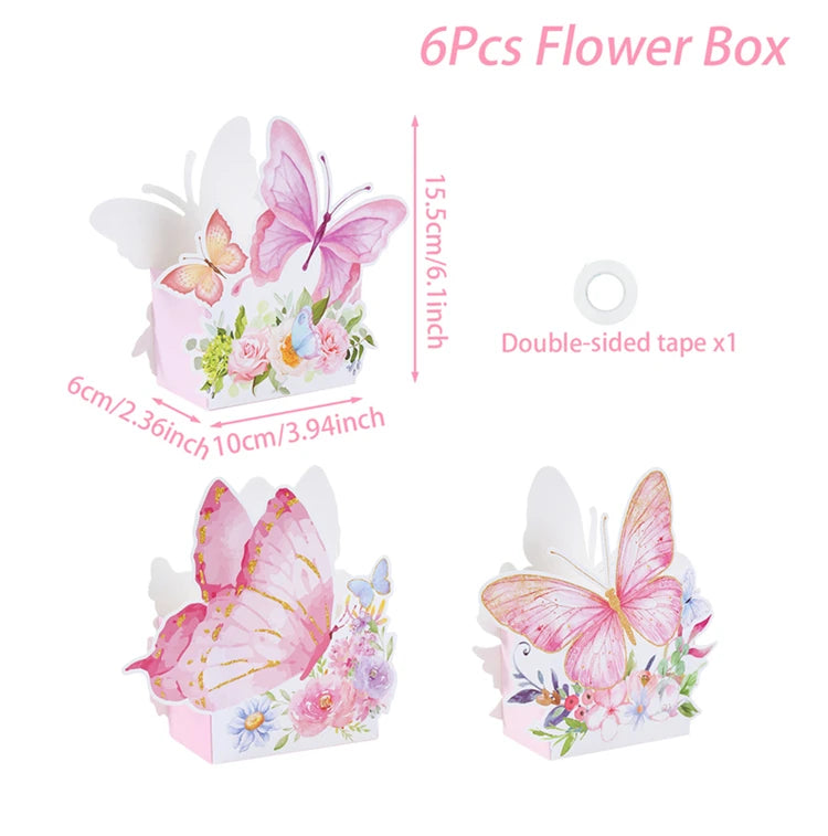 boîtes pop corn décoratives papillons rose violet doré fête anniversaire mariage baptême fille