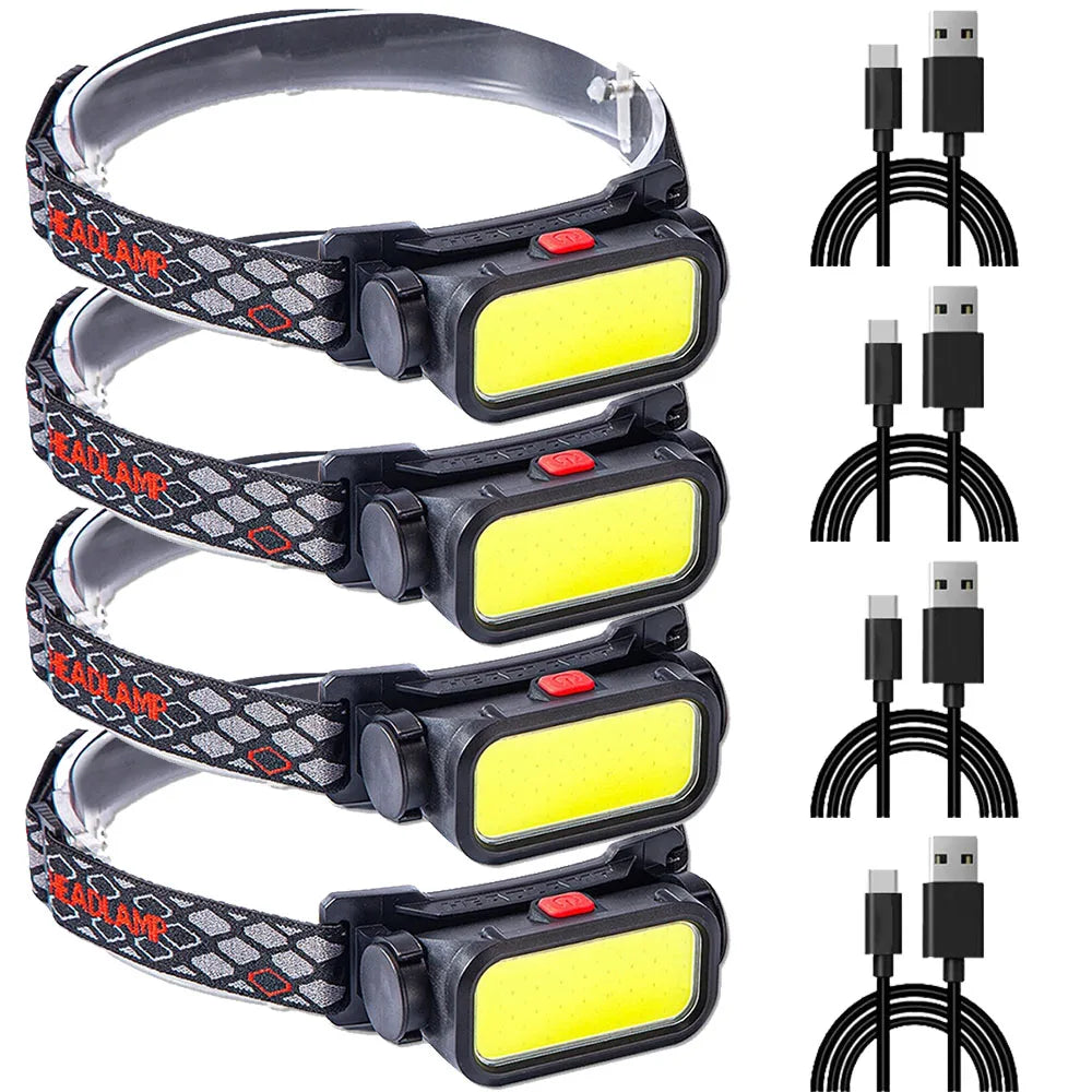 lampe frontale rechargeable led usb ceinture ajustable course exploration camping