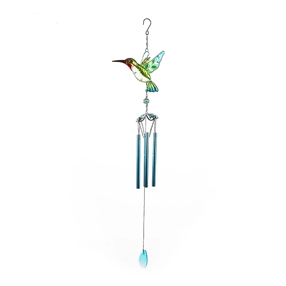 colibris libellules suspendus transparents métal verre peint oiseaux décoratifs cloches chaînes motifs floraux