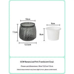 pots fleurs auto arrosants plantes vertes moderne geometrie feuilles ovales plastique blanc